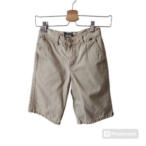 *Vans Boys Tan Distressed Wash Flat Front Walking Shorts Uniform Casual Size 8